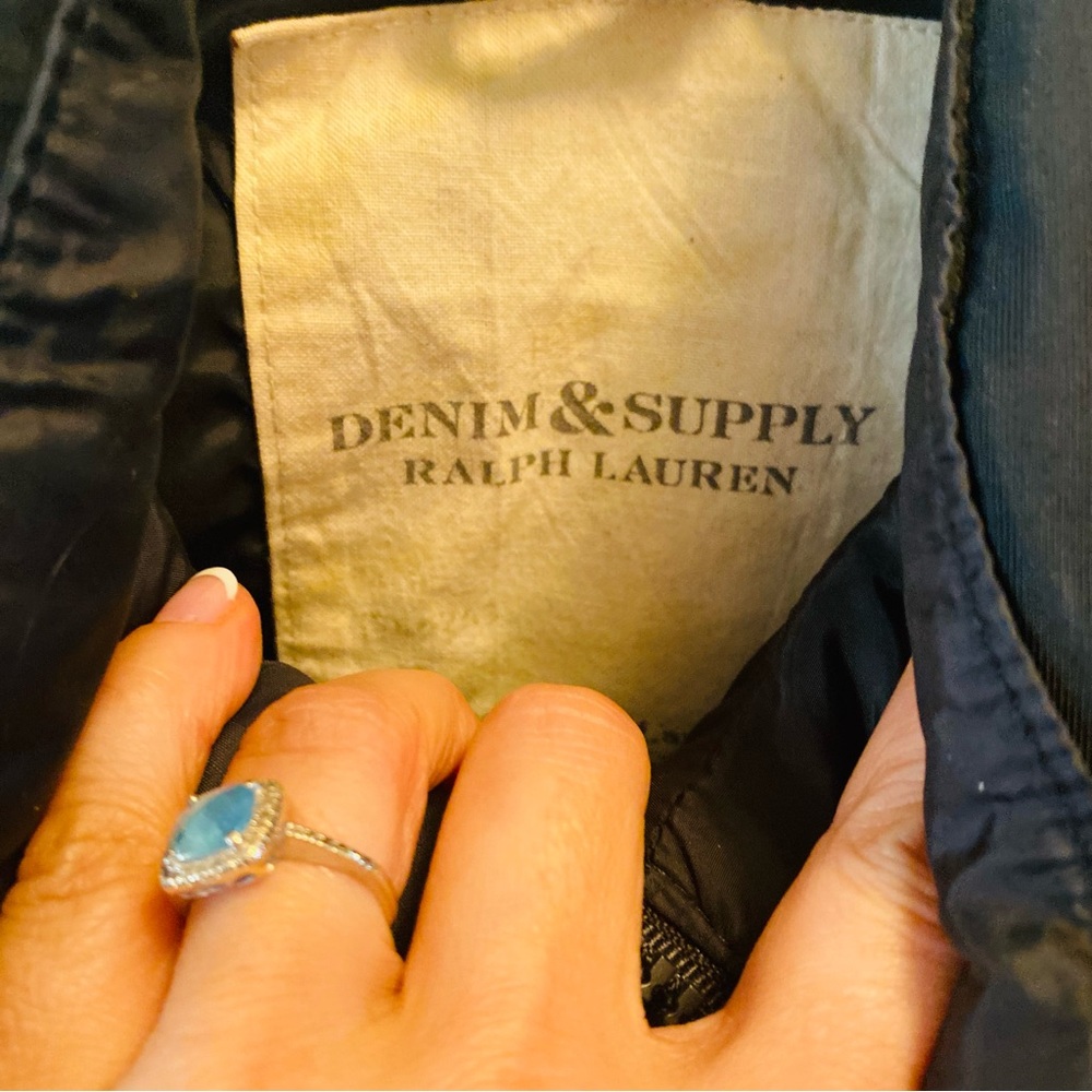 RALPH LAUREN DENIM & SUPPLY Black Puffer Bomber Jacket American Flag Arm Detail - Picture 5 of 8